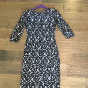 Black Lace & Silver Pencil Dress